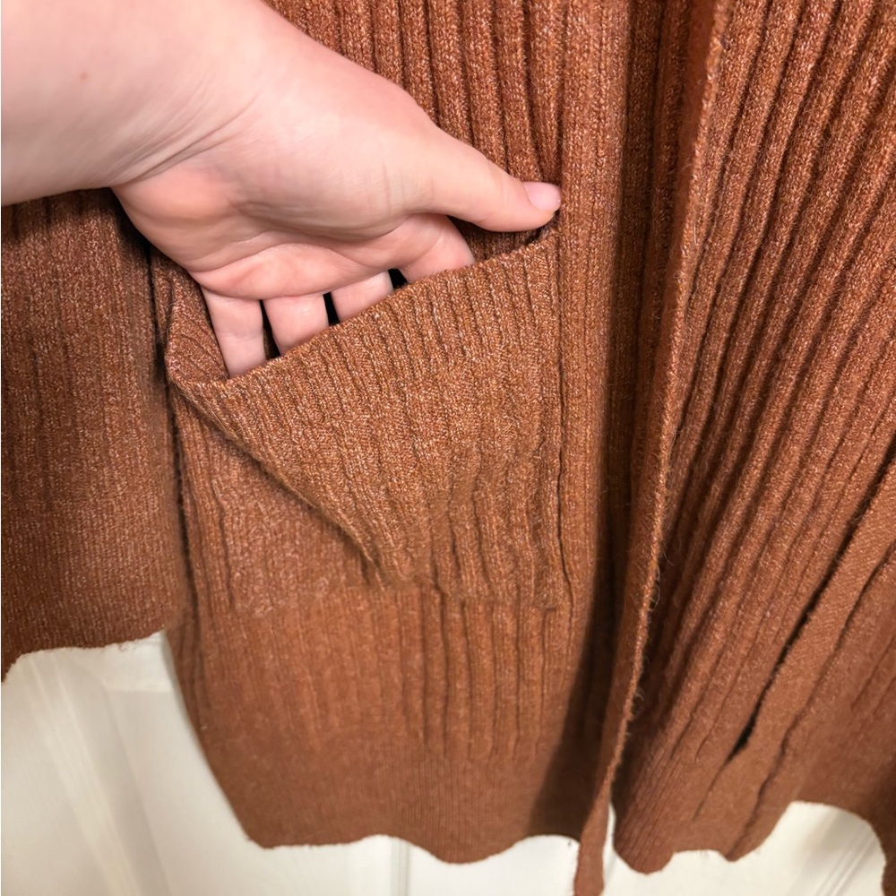 Gypsy Cloud Women's Rust Open-Front Ribbed Cardigan - Picture 5 of 7